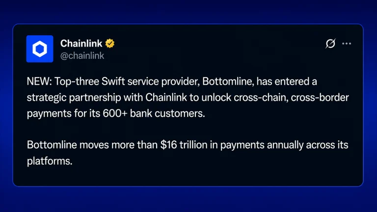 SWIFT Services Provider Taps Chainlink to Bring 600 Banks Onchain