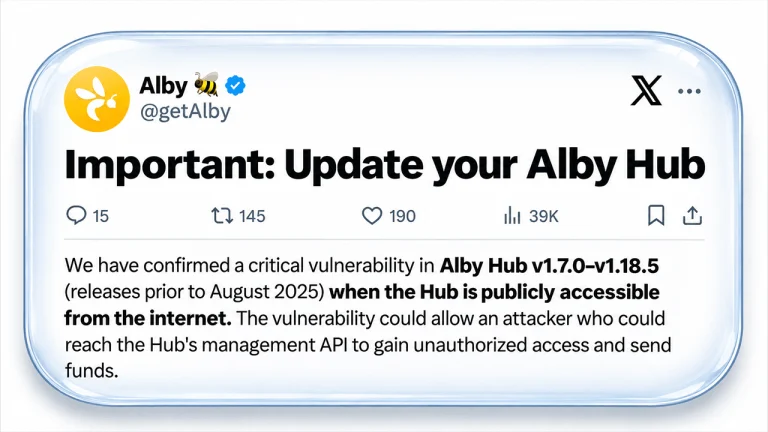 Lightning Security Alert: Alby Reveals Critical Hub Vulnerability