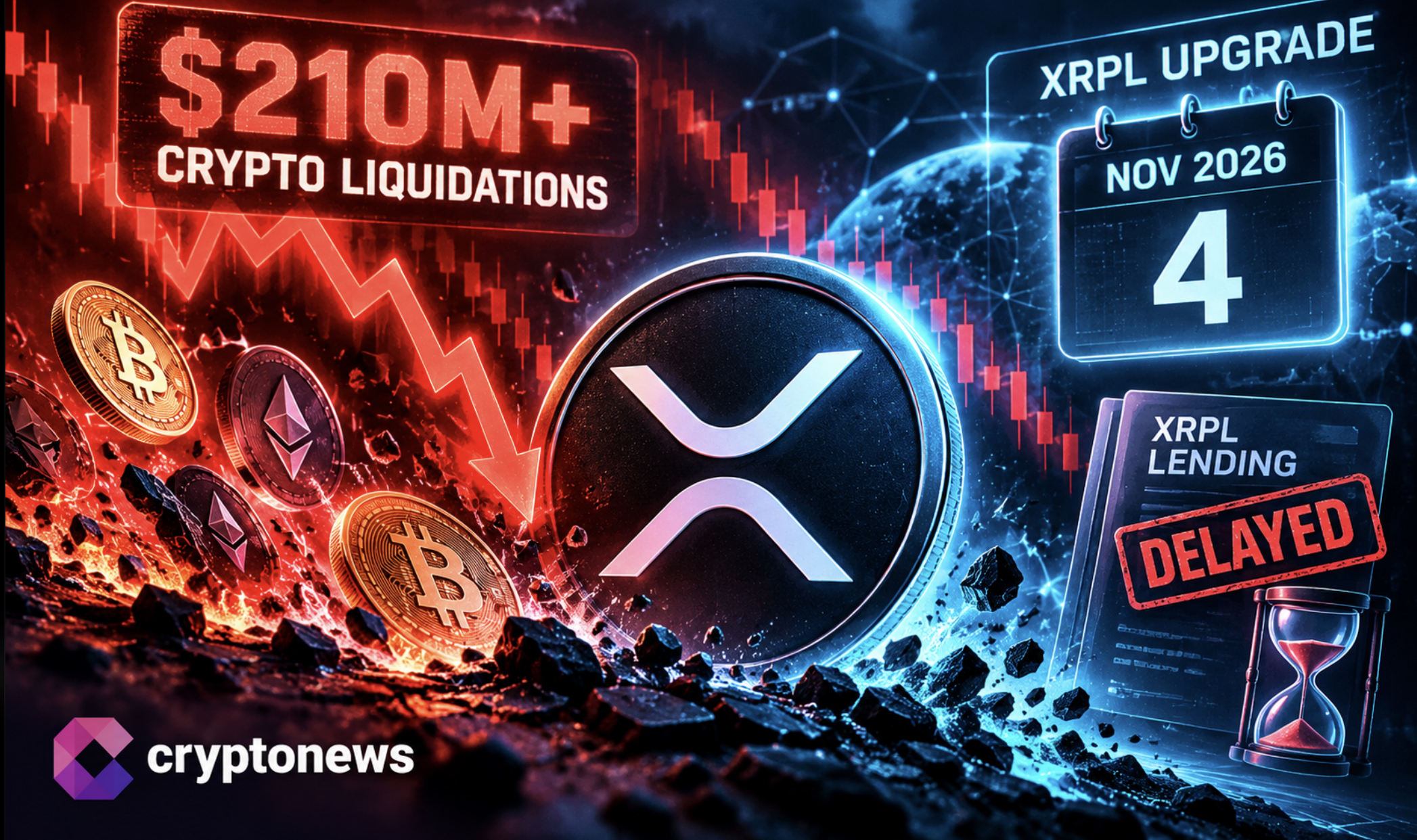 XRP Price Falls as Crypto Longs Get Wiped Out and XRPL Upgrade Delayed