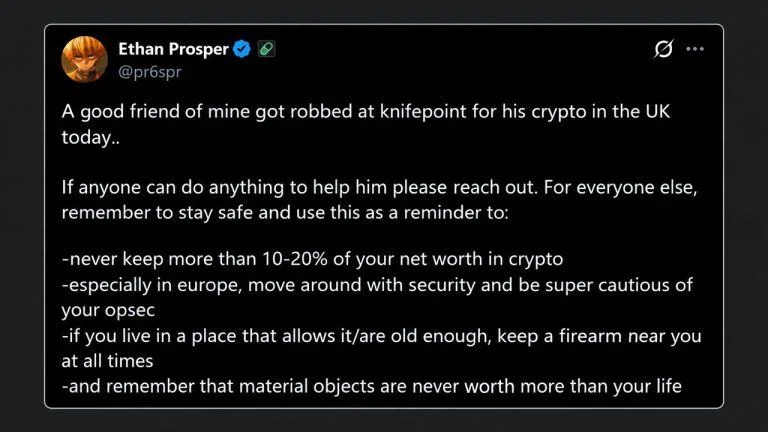 Robbers Tied up a UK Crypto Trader at Knifepoint and Took $800K