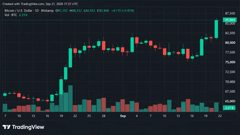 Massive Short Squeeze Sends Bitcoin Price Above $86,000