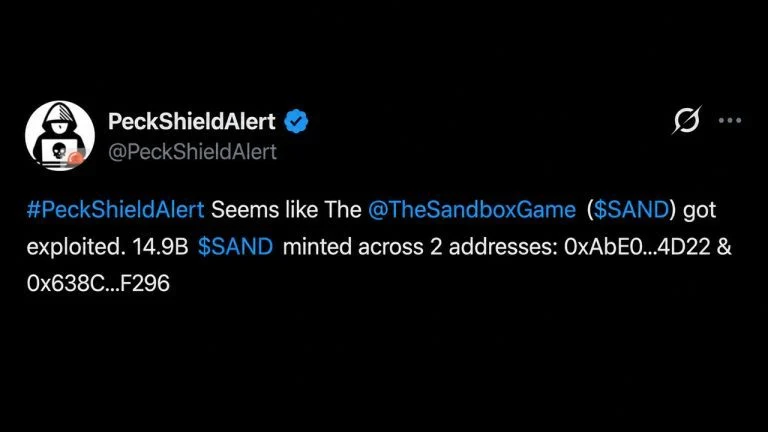 Sandbox Bridge Hack Mints 14.9B SAND While Coinbase Delists Futures