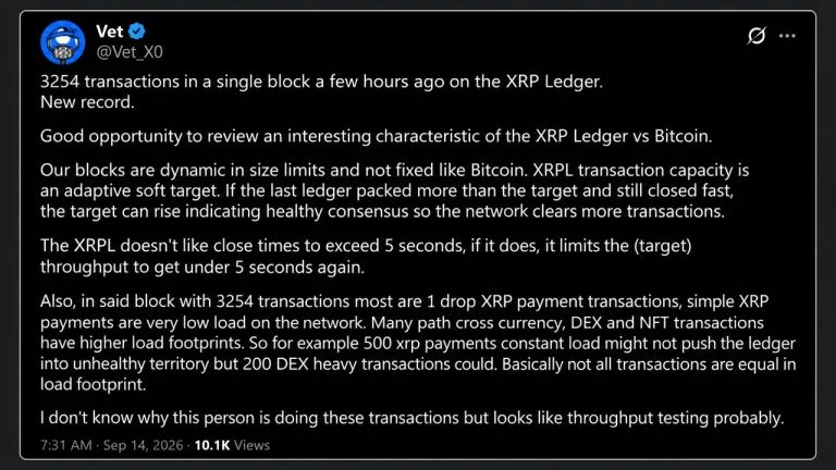 XRP Ledger Broke Its Transaction Record, and 20 Wallets Did Most of It