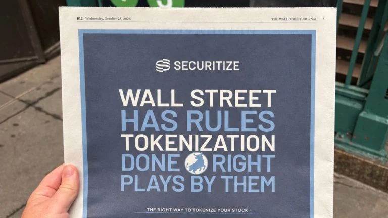 Securitize Defends Tokenization Against Critics With Full-Page WSJ Ad