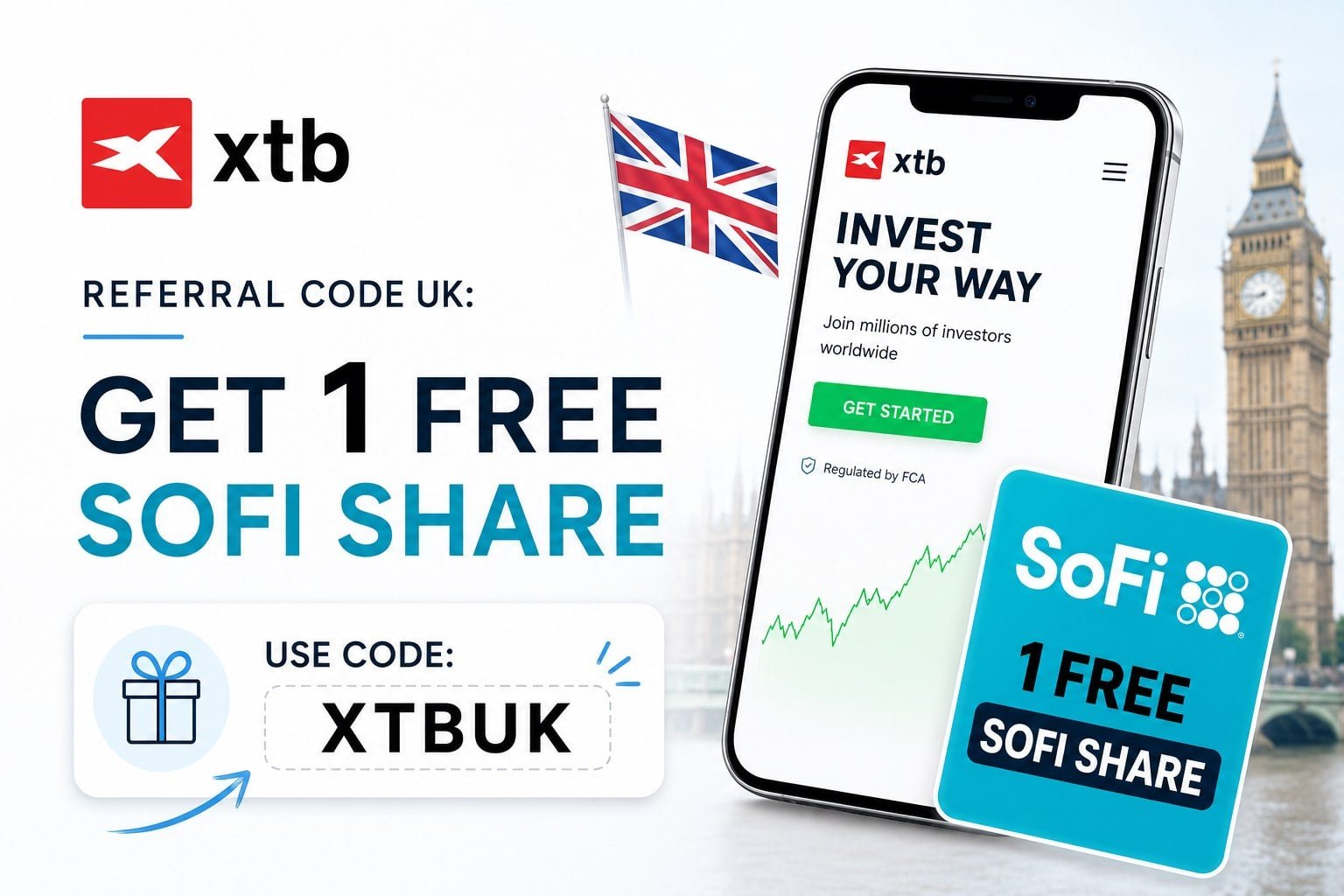 XTB Free SoFi Share now offered via Referral Code XTBUK
