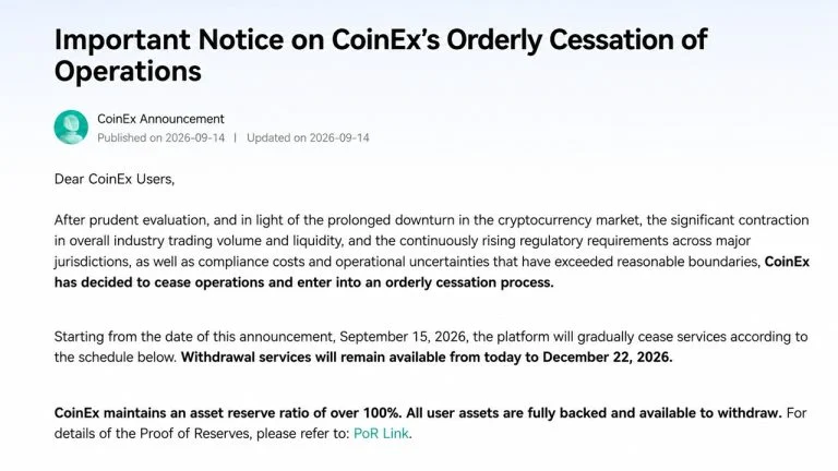 Coinex Is Closing After 9 Years, and Its Founder Won’t Sell It
