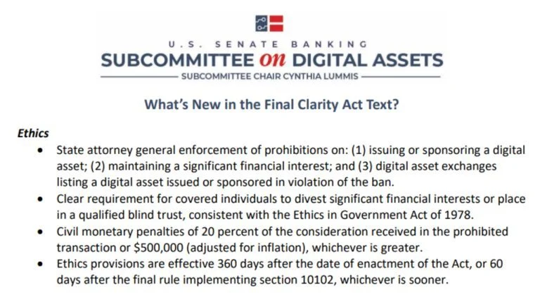 What’s New in the Final CLARITY Act Ahead of the Senate Vote