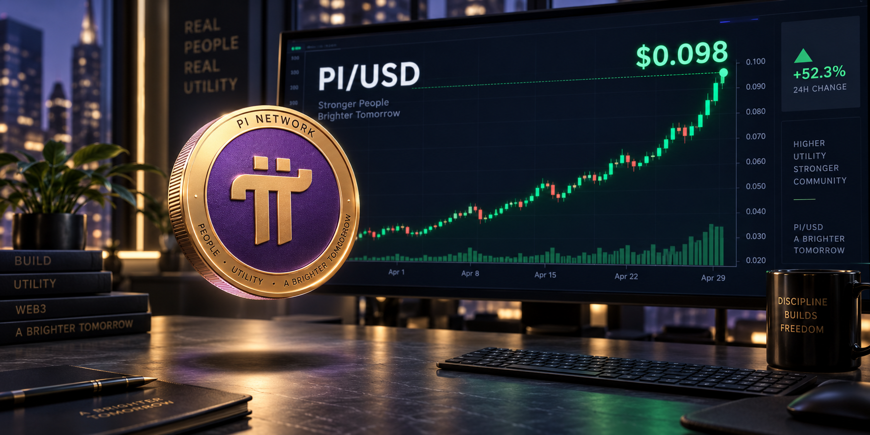Pi recovers above $0.098 as developer push supports utility