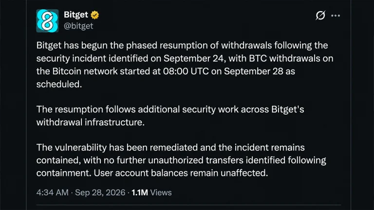 Bitget Restarts Bitcoin Withdrawals as $388M Hack Investigation Widens