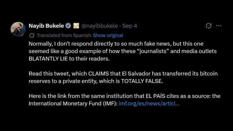 Bukele Denies El Salvador Transferred Its Bitcoin Reserve