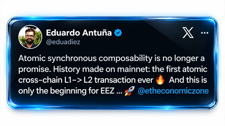 Ethereum Economic Zone Runs Atomic L1-L2 Transfer on Mainnet